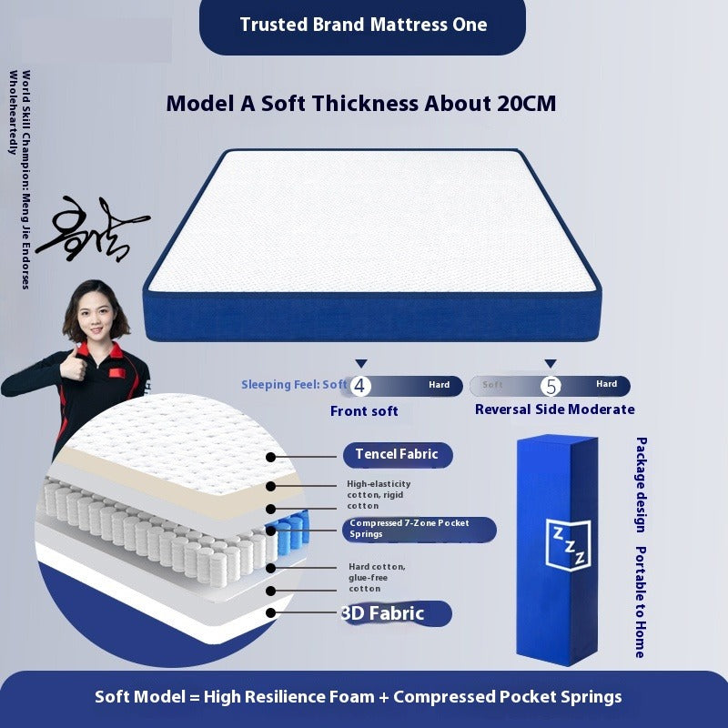 20cm+ Hybrid Mattress with Latex, Memory Foam & Pocket Springs, Boxed & Roll-Packed