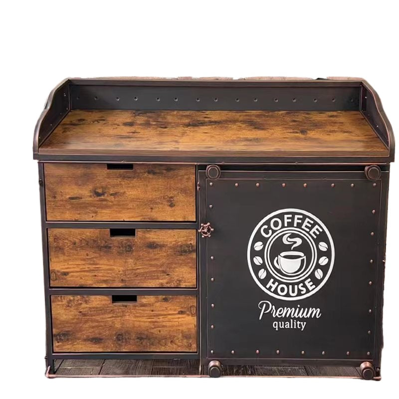 Custom American Solid Wood Sideboard – Industrial Vintage Buffet Cabinet for Dining Room & Tea Bar