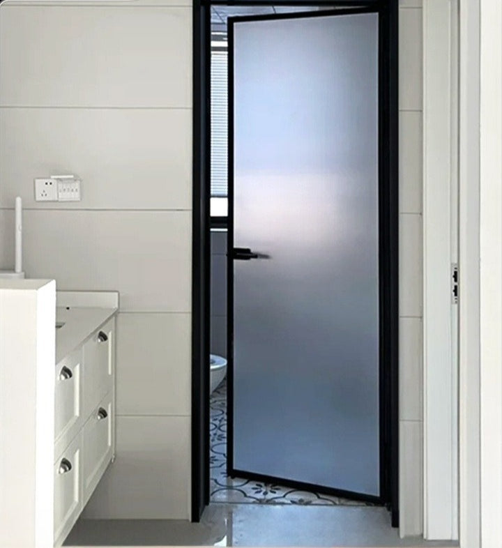 Titanium-Magnesium Alloy Bathroom Door – Fluted Glass Toilet & Shower Door for Modern Washrooms