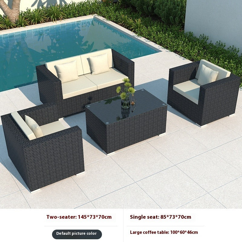 Outdoor Rattan Sofa Set 3-Seater Waterproof Lounge for Patio, Garden & Balcony