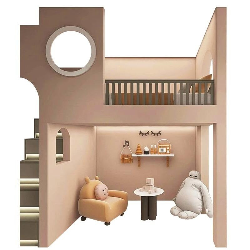Elegant Kids Castle Bunk Bed with Slide and Storage - Solid Wood Bedroom Furniture
