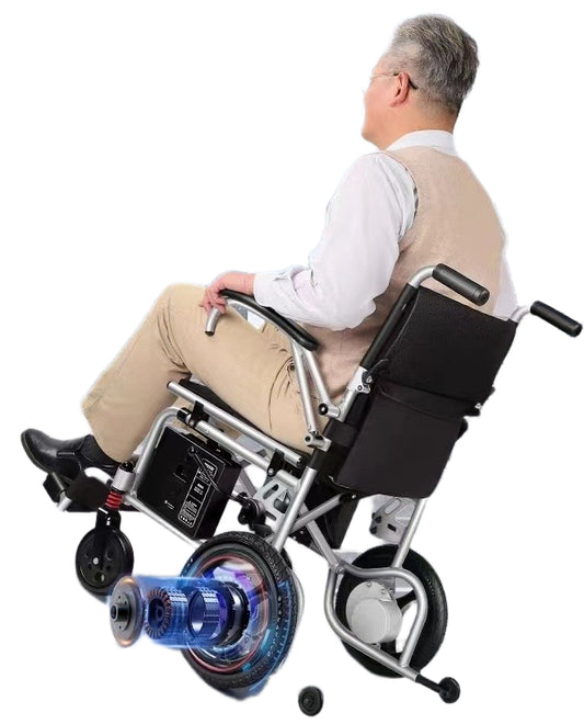 Elegant Carbon Fiber Electric Wheelchair with Brushless Motor, 12AH Lithium Battery, Auto-Folding, Extended Range - Single Item