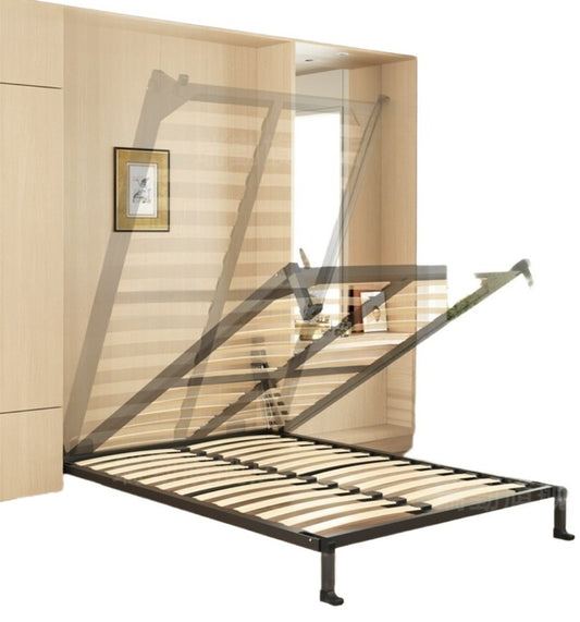 Wall-Mounted Folding Bed with Mattress, Eco-Friendly Wood Slats, Reinforced Double Steel Frame, and Silent Corner Bracing
