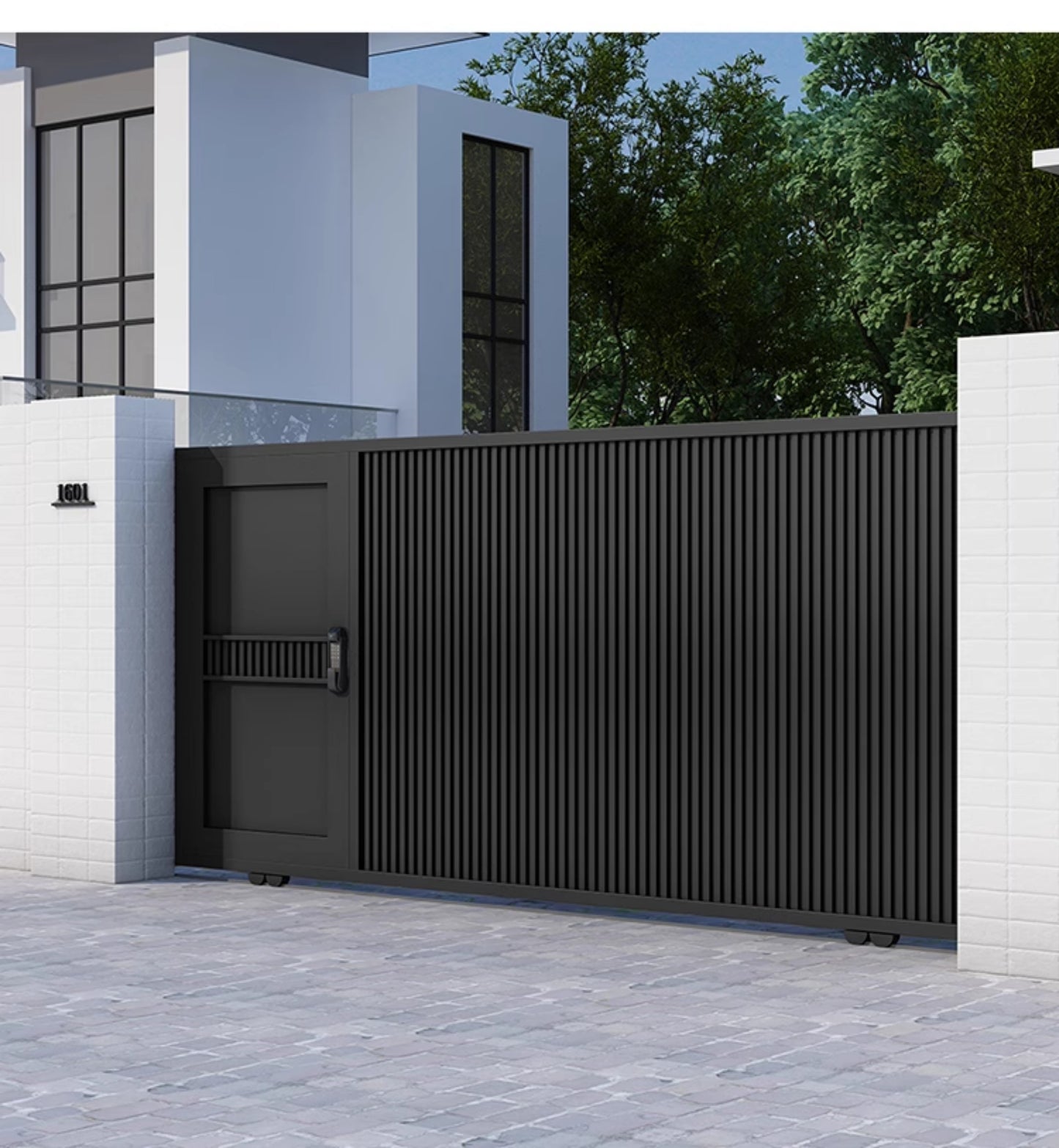 Smart Aluminum Villa Gate – High-End Electric Sliding Gate for Courtyard, Garage, Factory & Community Entrance