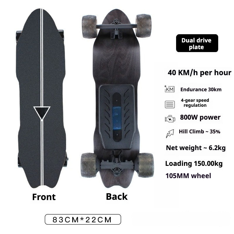4-Wheel Electric Skateboard for Beginners - Dual Motor, Remote Control & Off-Road Capability Extended Range