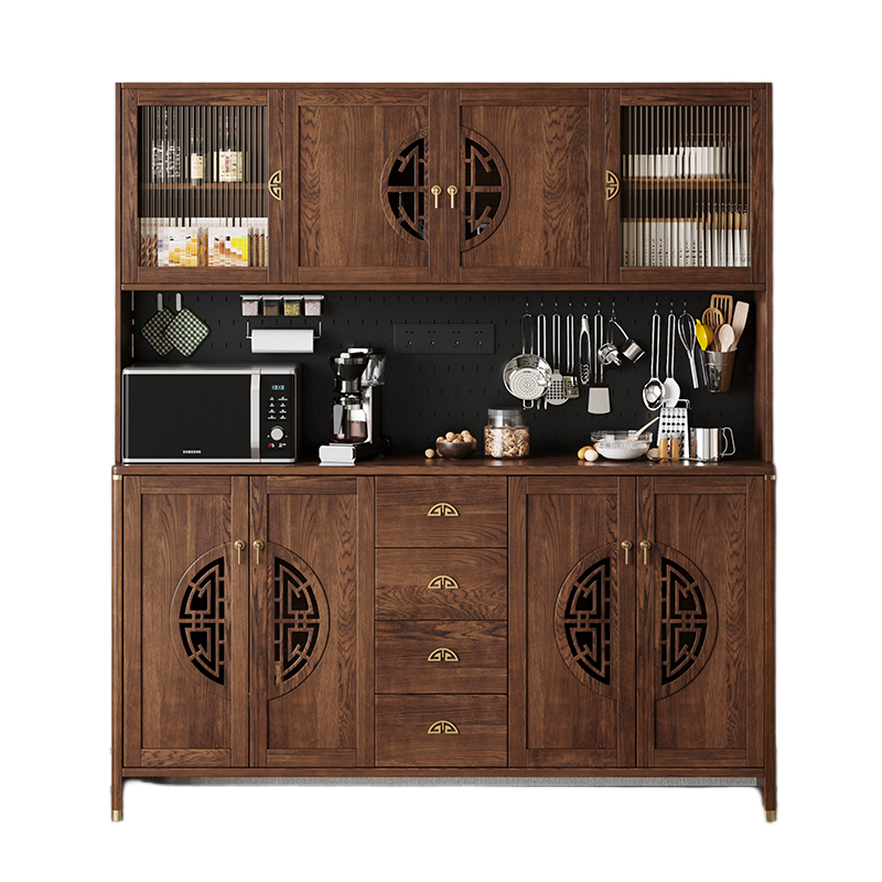 Solid Wood Sideboard – Tall All-in-One Tea & Wine Cabinet for Dining Room or Kitchen