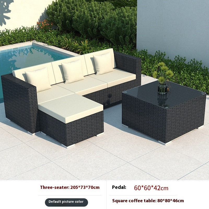 Outdoor Rattan Sofa Set 3-Seater Waterproof Lounge for Patio, Garden & Balcony