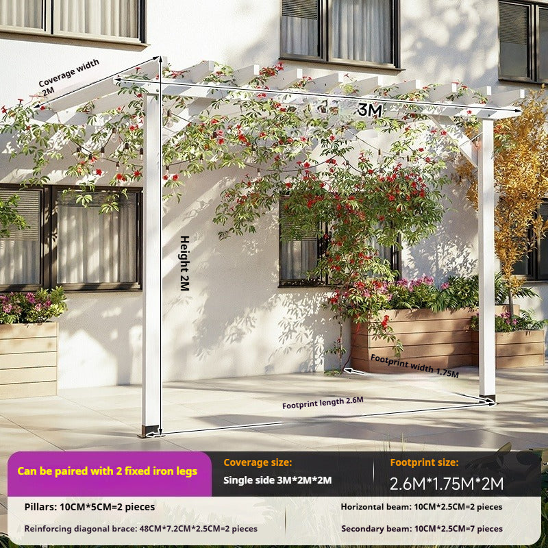 Outdoor Pergola & Trellis Pavilion in Treated Wood for Villa Garden & Courtyard Use