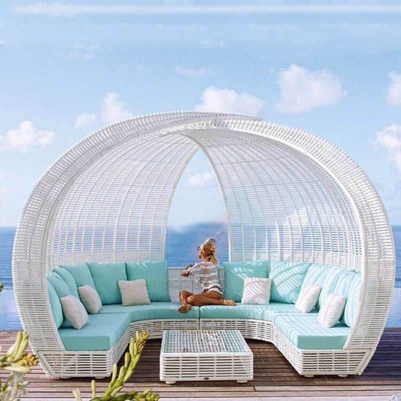Outdoor Rattan Daybed Sofa – Waterproof Nest-Style Patio Furniture for Hotel, Terrace & Garden Use