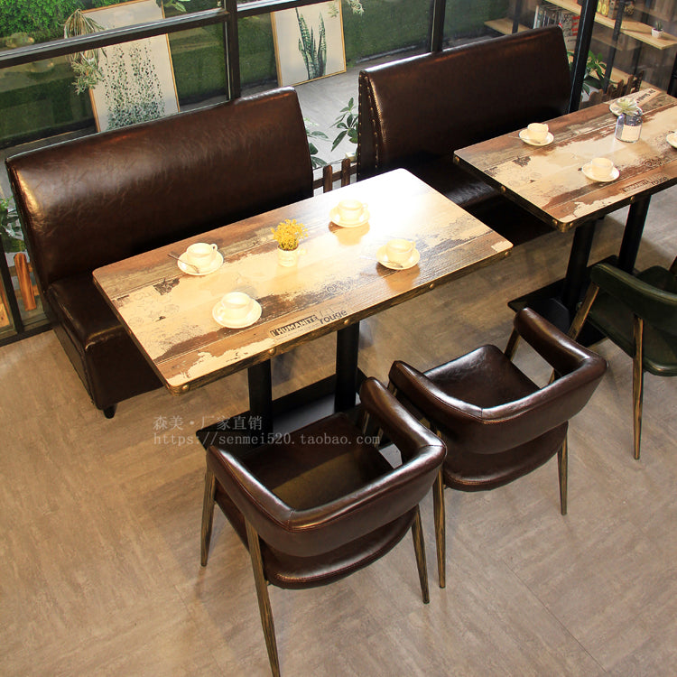 Retro Restaurant Booth Sofa & Table Set for Café, Bar, Hotpot & Tea Shop Seating