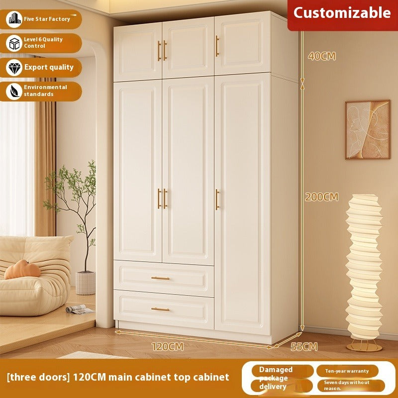 Custom Solid Wood Wardrobe – Cream-Style European Closet for Kids & Small Bedrooms