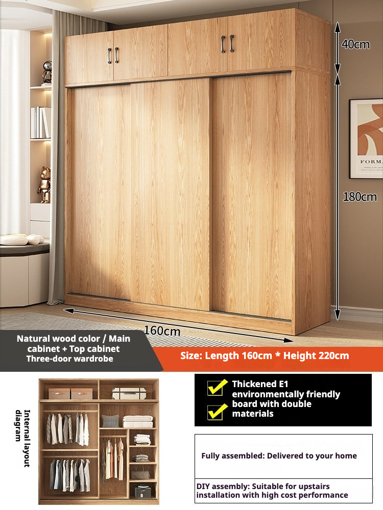 Sliding Door Wooden Wardrobe – Space-Saving Budget Closet for Small Bedrooms & Rental Homes