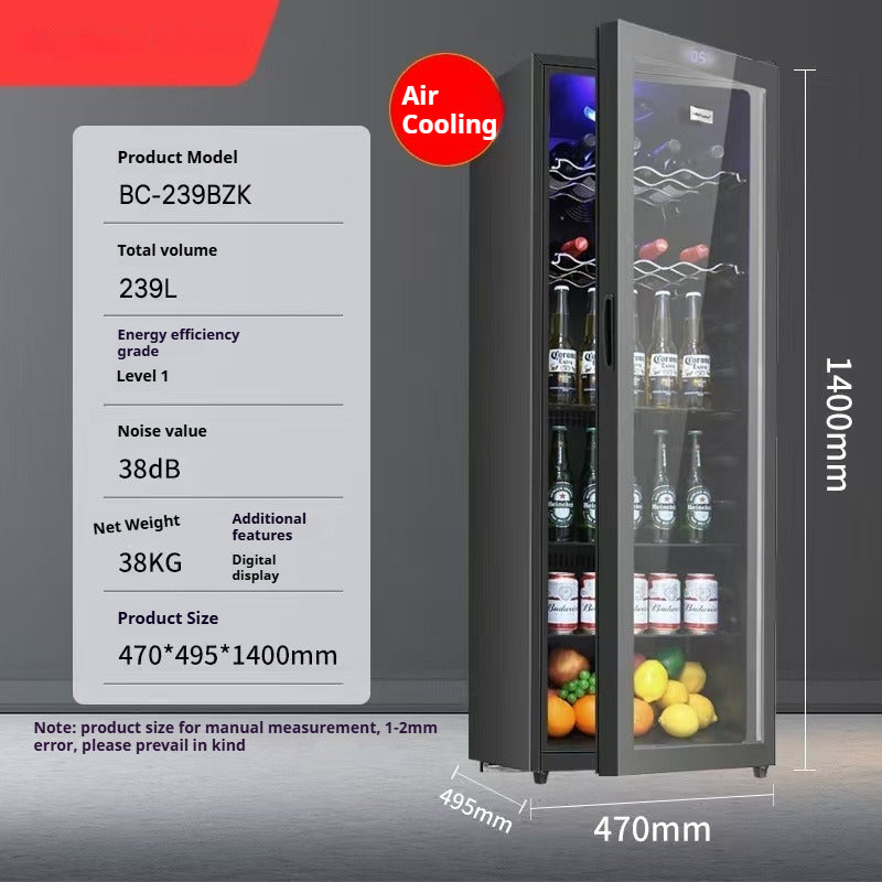Commercial & Home Beverage Cooler - Copper Tube, Digital Display, Forced Air Cooling, Full Refrigeration, LED Lighting
