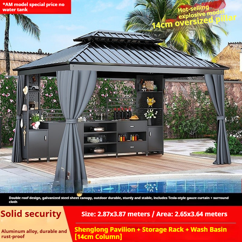 Outdoor Aluminum Gazebo for Patio Shade with Waterproof Canopy & Corner Posts