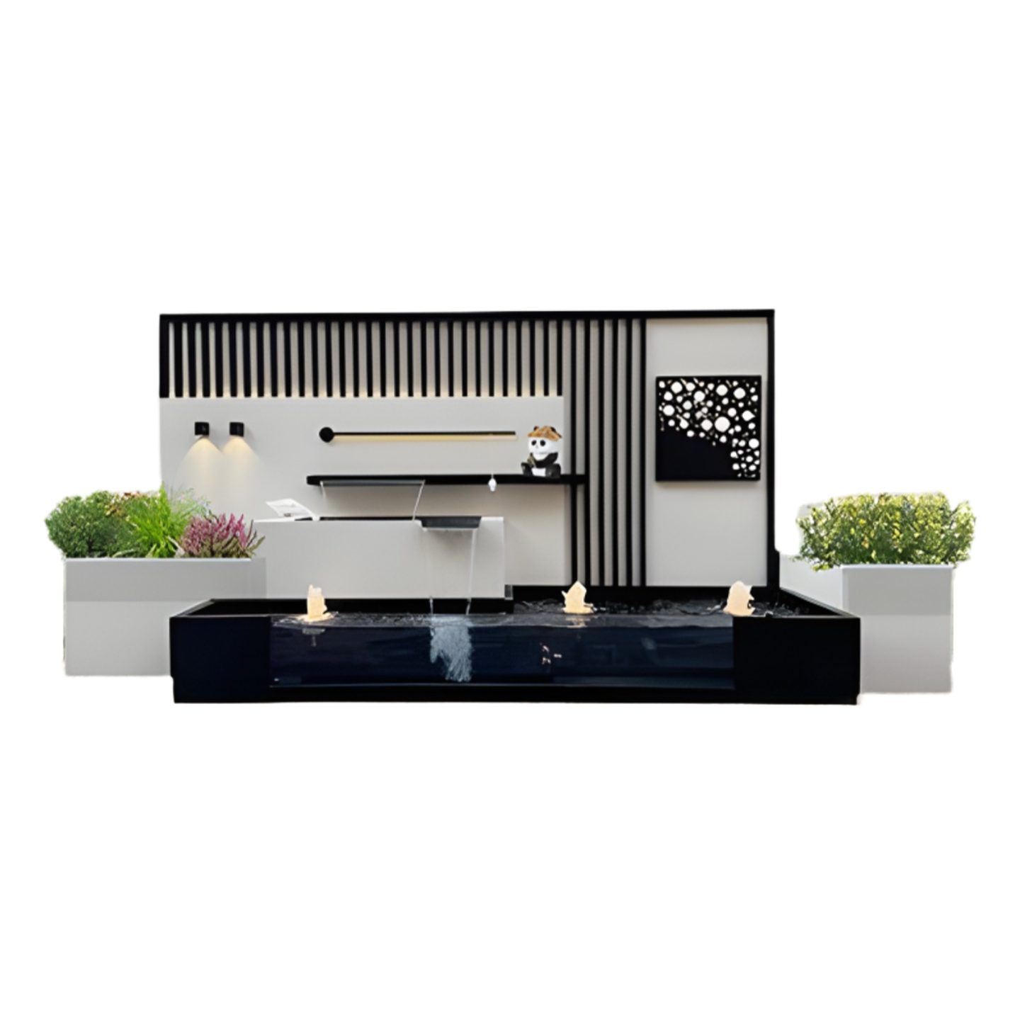 Stainless Steel Waterfall Wall Fountain with Pool for Villa Garden, Courtyard & Balcony Decor