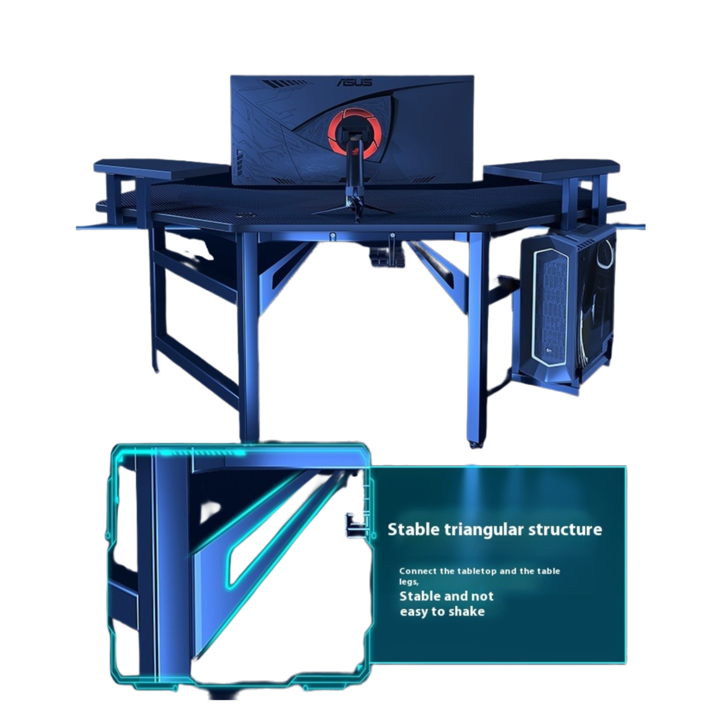 Airplane-Style Gaming Desk Set – Home Computer Table with Dual Storage Racks, USB Hub, Headphone & Cup Holders