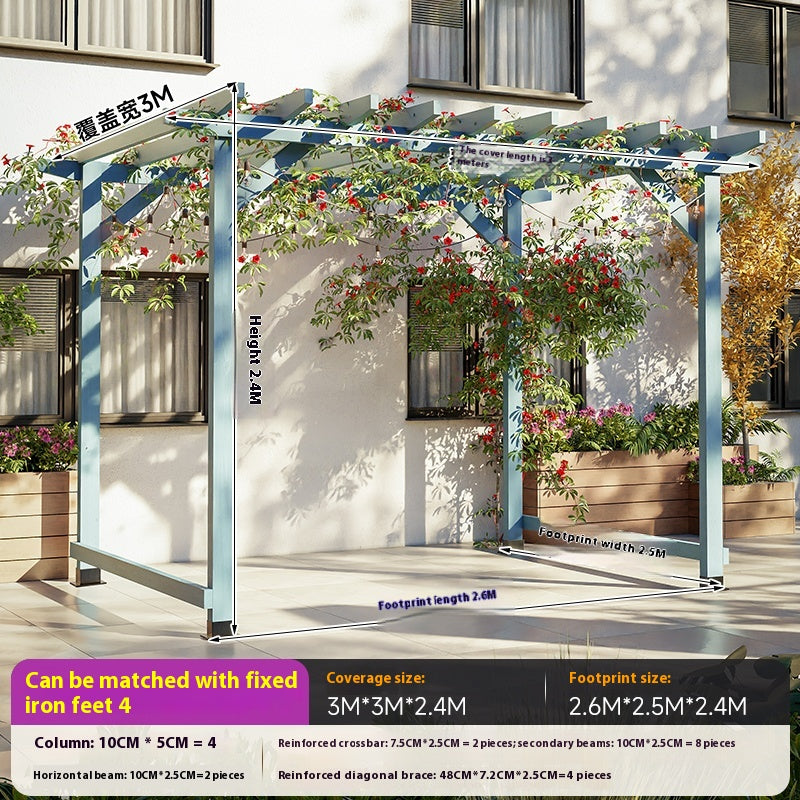 Outdoor Pergola & Trellis Pavilion in Treated Wood for Villa Garden & Courtyard Use