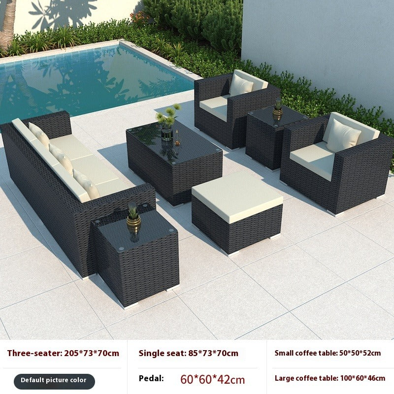 Outdoor Rattan Sofa Set 3-Seater Waterproof Lounge for Patio, Garden & Balcony