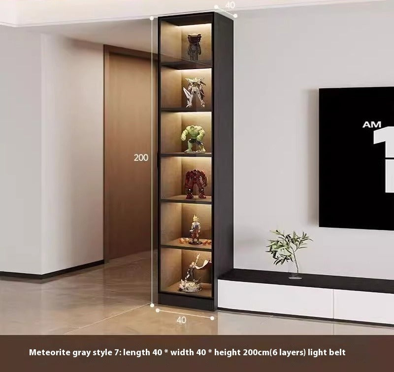 Custom Lighted Glass Door Display Cabinet – Modern Floor Wine & Collectibles Unit for Living Room