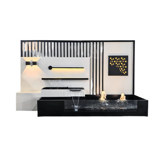 Stainless Steel Waterfall Wall Fountain with Pool for Villa Garden, Courtyard & Balcony Decor