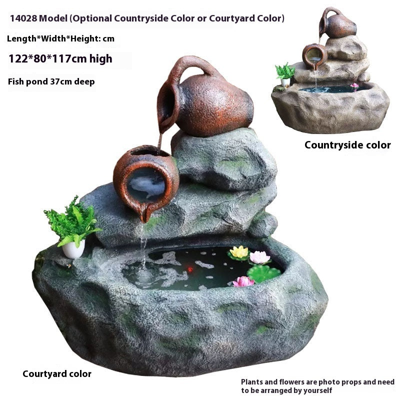 Rustic Garden Rockery Fountain with Fish Pond for Courtyard, Terrace & Balcony Decoration