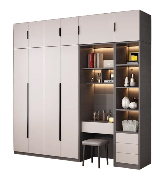 Solid Wood Wardrobe – Modern Eco-Board Closet for Small Bedroom Storage
