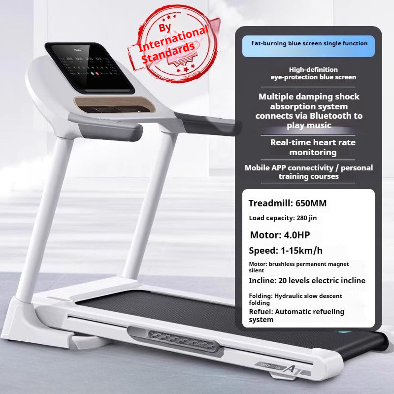Compact Silent Foldable Treadmill with Incline for Home & Gym Use