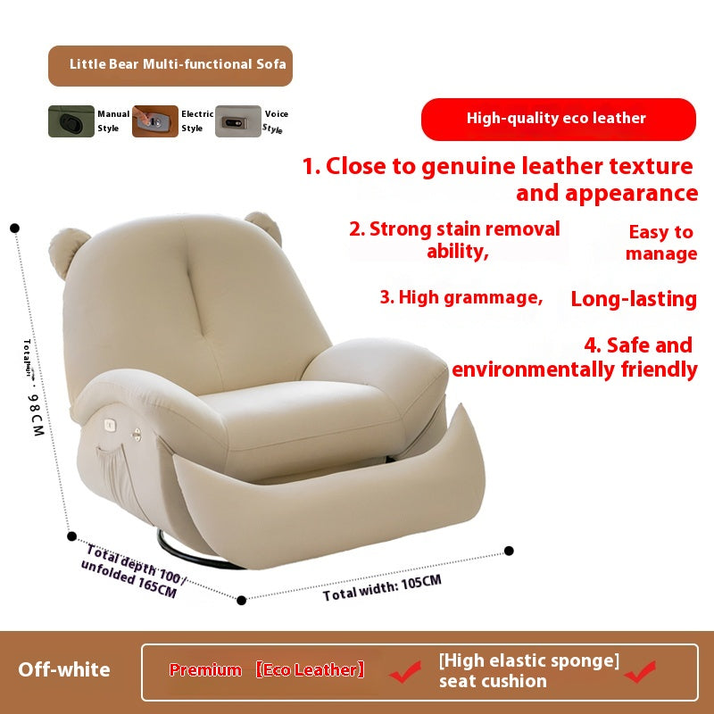 Smart Electric Recliner Chair with Massage, Heating, Rocking, USB & Battery for Small Cream-Style Living Rooms