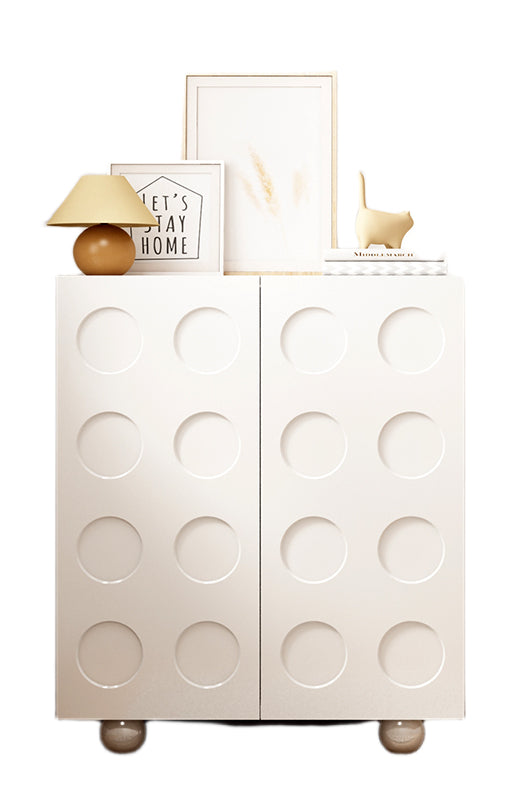 White Solid Wood Entryway Shoe Cabinet – Vintage Large-Capacity Storage Unit for Home Entrance