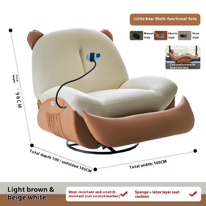Smart Electric Recliner Chair with Massage, Heating, Rocking, USB & Battery for Small Cream-Style Living Rooms