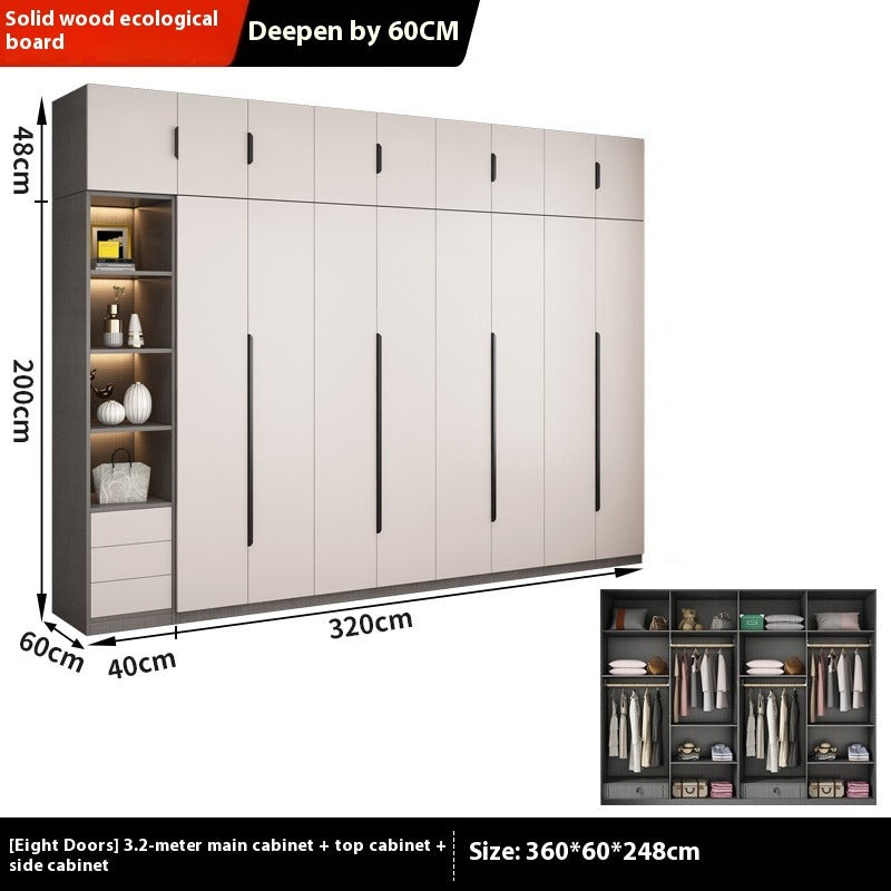 Solid Wood Wardrobe – Modern Eco-Board Closet for Small Bedroom Storage