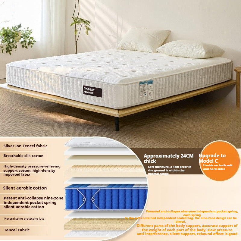 Dual-Firmness Hotel Mattress with Latex & Pocket Springs, Thick and Customizable