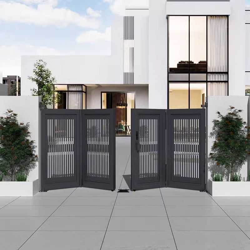 Smart Floating Folding Courtyard Gate – High-End Aluminum Double Swing Gate for Villas & Gardens