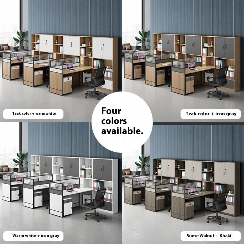 Office Desk & Chair Workstation Set with Storage Cabinet for 2/4-Person HR & Finance Teams