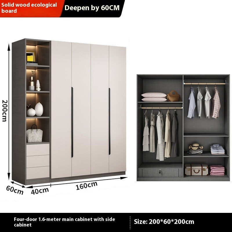 Solid Wood Wardrobe – Modern Eco-Board Closet for Small Bedroom Storage