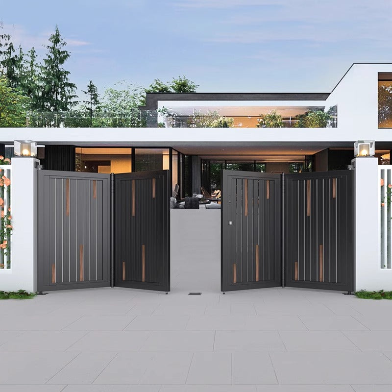 Smart Floating Folding Courtyard Gate – High-End Aluminum Double Swing Gate for Villas & Gardens