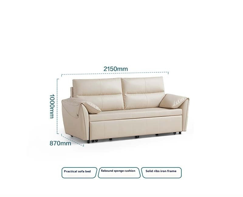 Eco-Leather Convertible Sofa Bed with Adjustable Headrest and Foldable Design