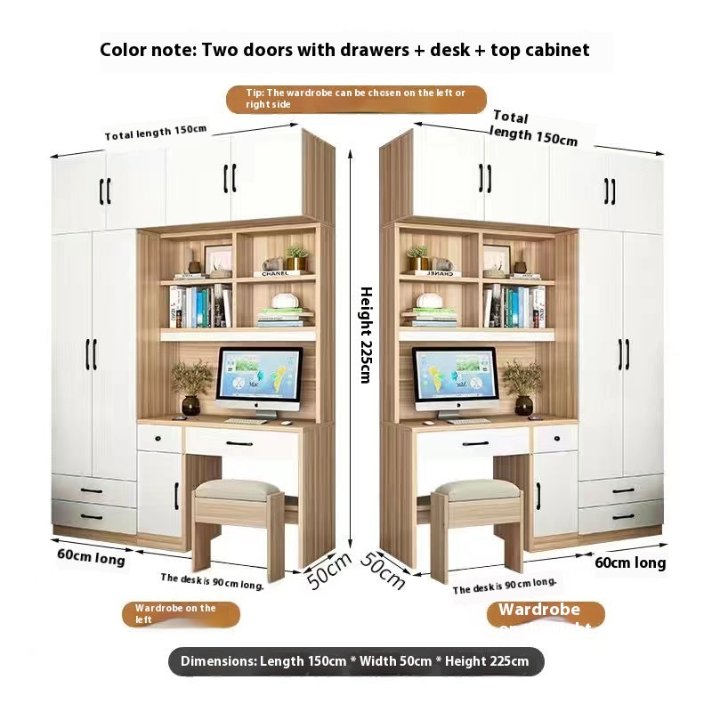 All-in-One Kids’ Desk with Wardrobe – Space-Saving Study Table & Bookshelf Combo for Small Bedrooms