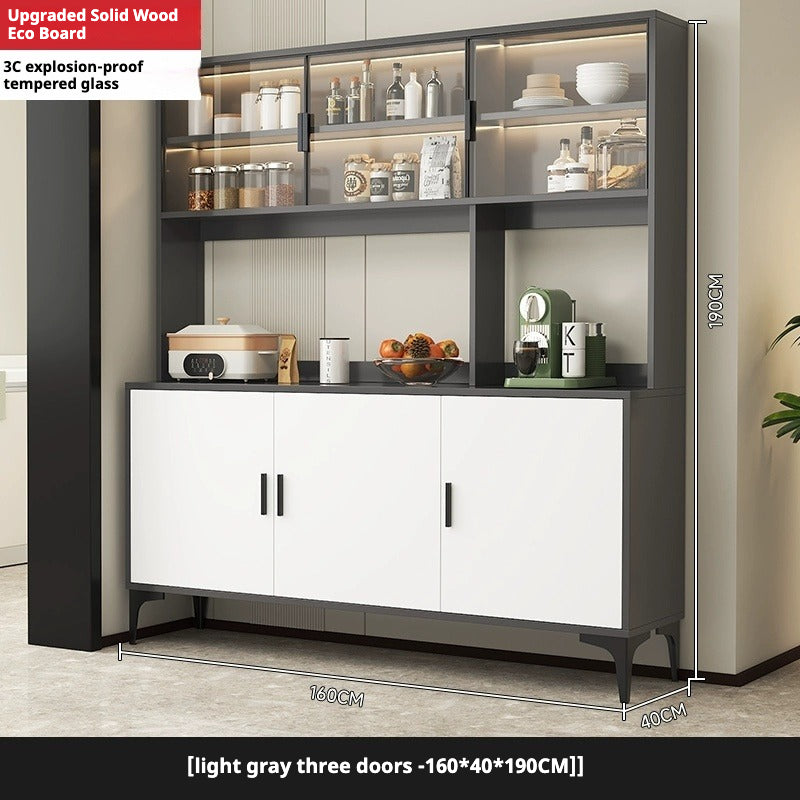 Solid Wood Sideboard Cabinet – All-in-One Wall-Mounted Tea & Storage Unit for Living Room or Kitchen