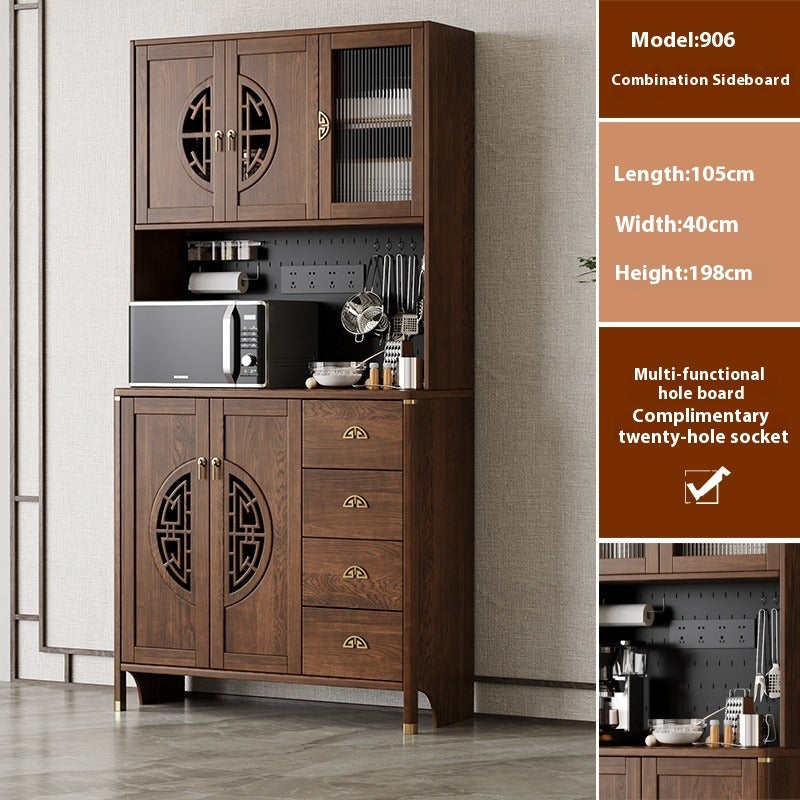 Solid Wood Sideboard – Tall All-in-One Tea & Wine Cabinet for Dining Room or Kitchen