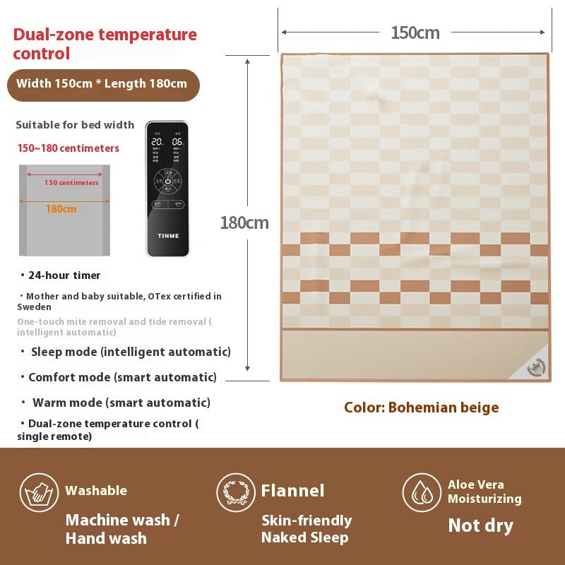 4-Zone Electric Blanket for Single or Double Bed with Adjustable Temperature & Safety Protection