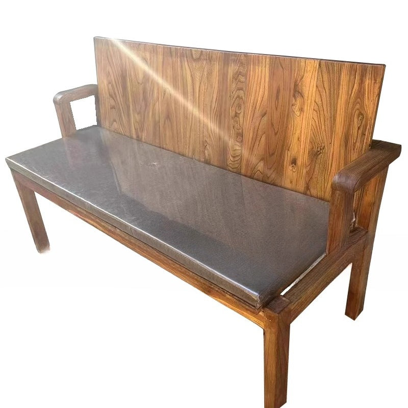 Rustic Elm Wood Dining Table & Booth Seating Set for Folk Bars, BBQ Taverns & Music Cafés