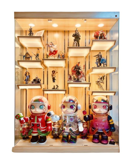 Clear Glass Display Cabinet for Figures & Models – Collectibles Storage Case for Gundam, Helmets & Toys (DM for Color Options)