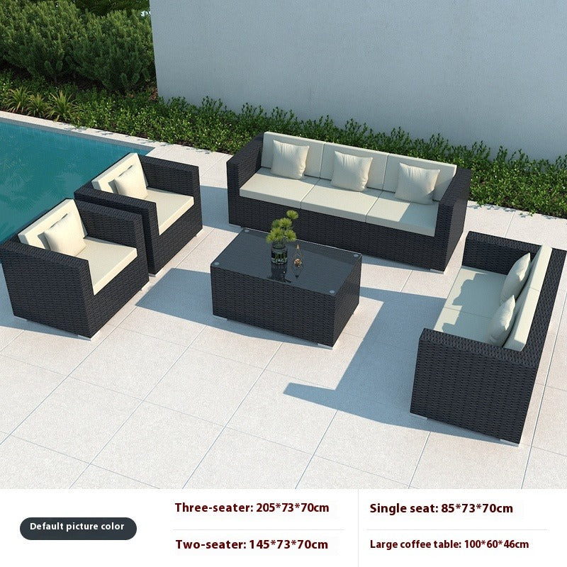 Outdoor Rattan Sofa Set 3-Seater Waterproof Lounge for Patio, Garden & Balcony