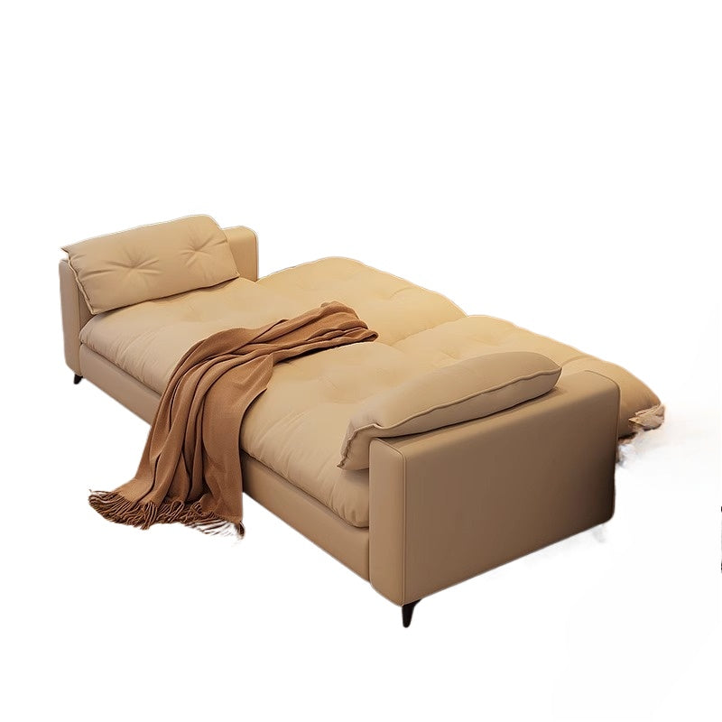 Easy-Clean Fabric Sofa Bed with Anti-Scratch Leather for Small Nordic Living Rooms