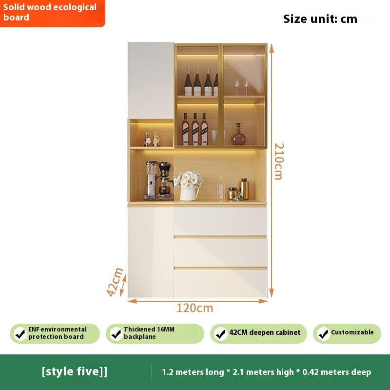 Custom Solid Wood Sideboard – Modern Wall-Mounted Tall Storage Cabinet for Living Room & Home Bar