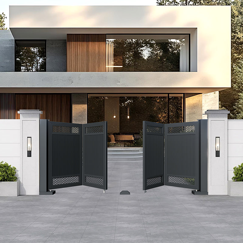 Smart Floating Folding Courtyard Gate – High-End Aluminum Double Swing Gate for Villas & Gardens