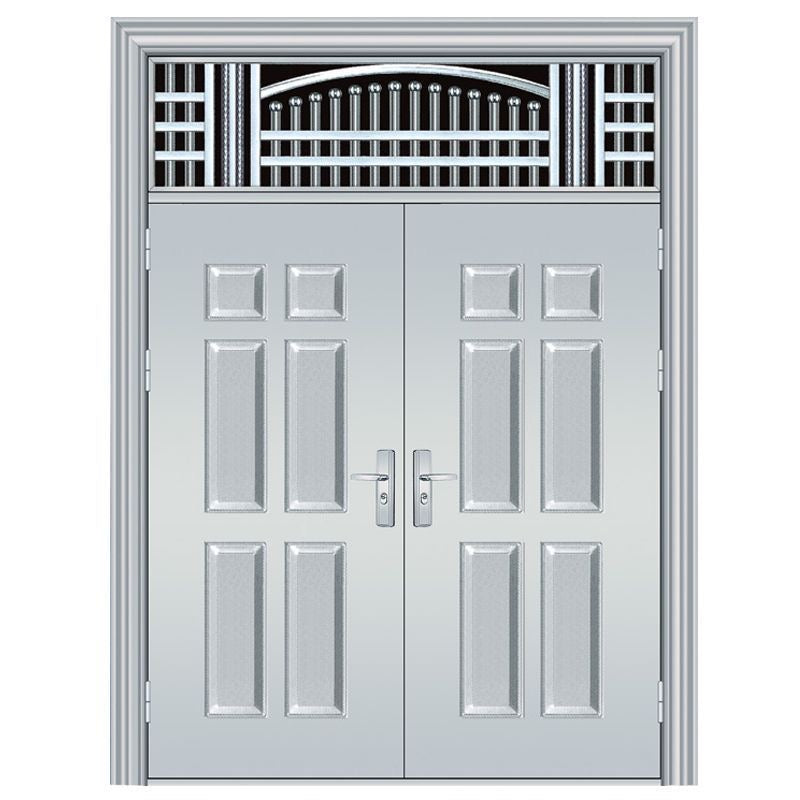 Stainless Steel Security Entrance Door – 4-Panel Swing Gate for Villa or Rural Homes