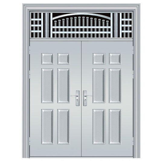 Stainless Steel Security Entrance Door – 4-Panel Swing Gate for Villa or Rural Homes