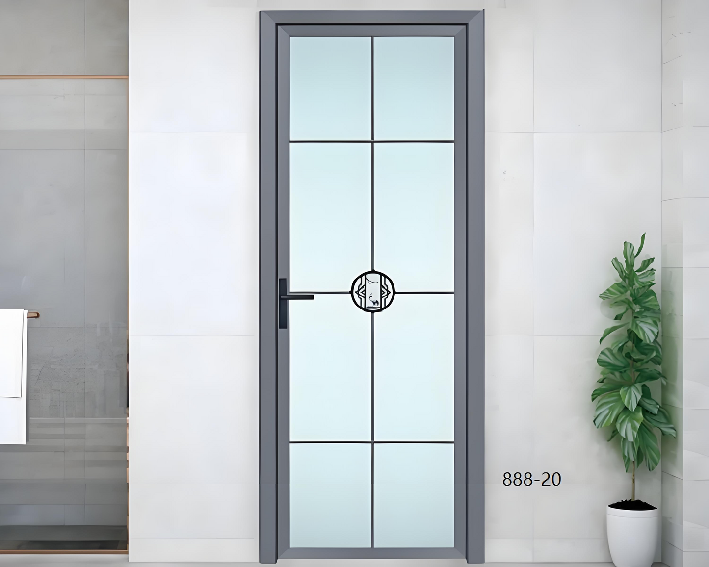 Aluminum Bathroom Door – Tempered Glass Swing Door for Home Washroom & Toilet